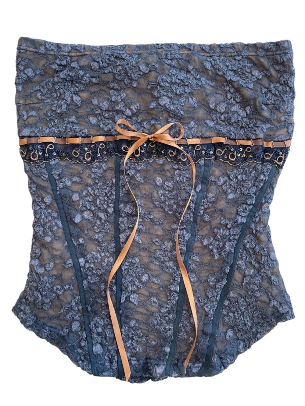 RARE VTG Ann Ferriday Strapless Lace Corset Style Tube Top Fairygoth Whimsy O/S